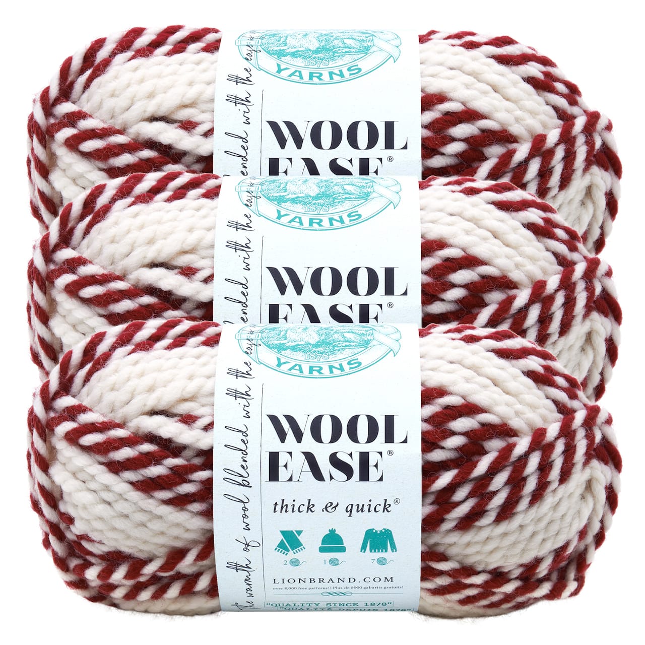 3 Pack Lion Brand® Wool-Ease® Thick & Quick® Prints & Stripes Yarn